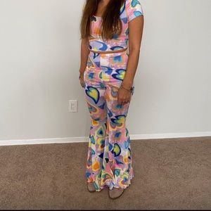 SHEIN teen (girls size 14)70’s/80’s retro pants set